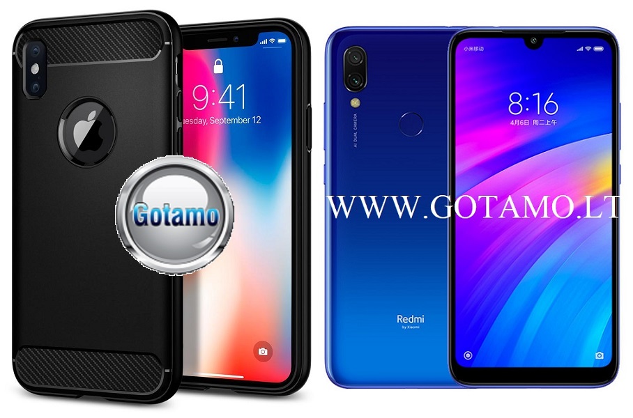 Siege dėklas nugarėlė Xiaomi Redmi 7 mobiliesiems telefonams juodos spalvos