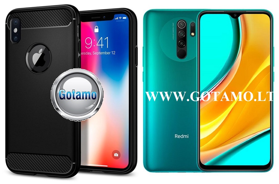 Siege dėklas nugarėlė Xiaomi Redmi 9 mobiliesiems telefonams juodos spalvos