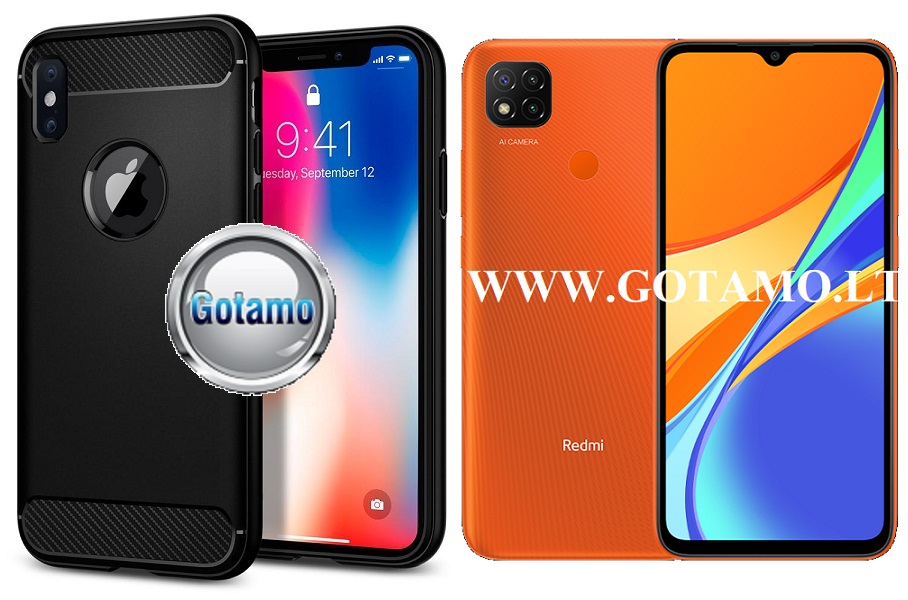 Siege dėklas nugarėlė Xiaomi Redmi 9C, Xiaomi Redmi 10A mobiliesiems telefonams juodos spalvos