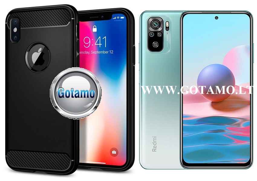 Siege dėklas nugarėlė Xiaomi Redmi Note 10, Xiaomi Redmi Note 10S, Xiaomi Poco M5s mobiliesiems telefonams juodos spalvos