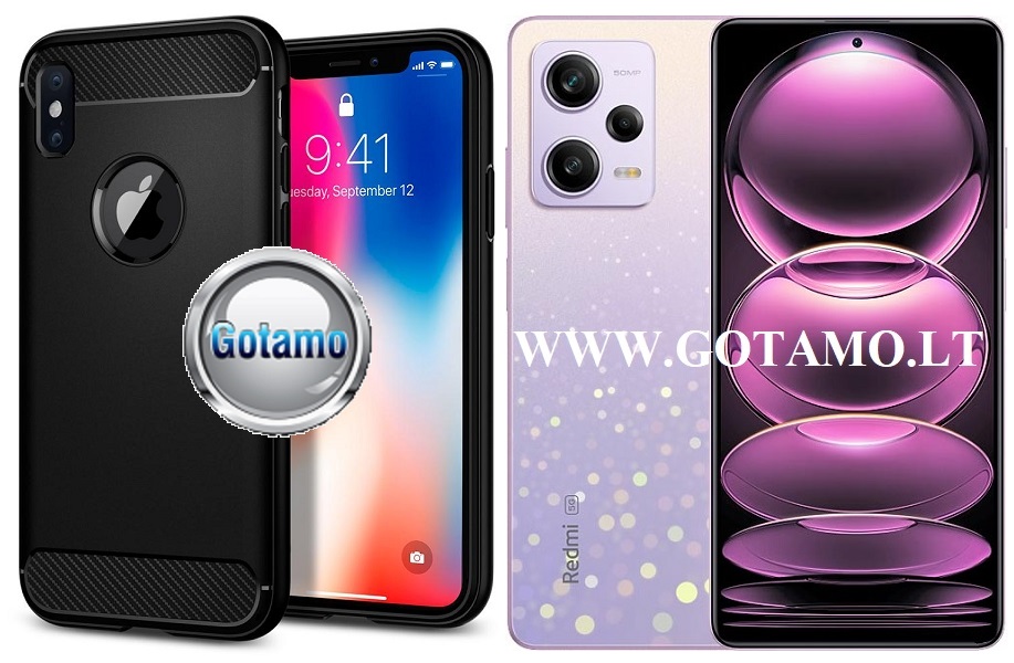 Siege dėklas nugarėlė Xiaomi Redmi Note 12 Pro, Xiaomi Poco X5 Pro mobiliesiems telefonams juodos spalvos