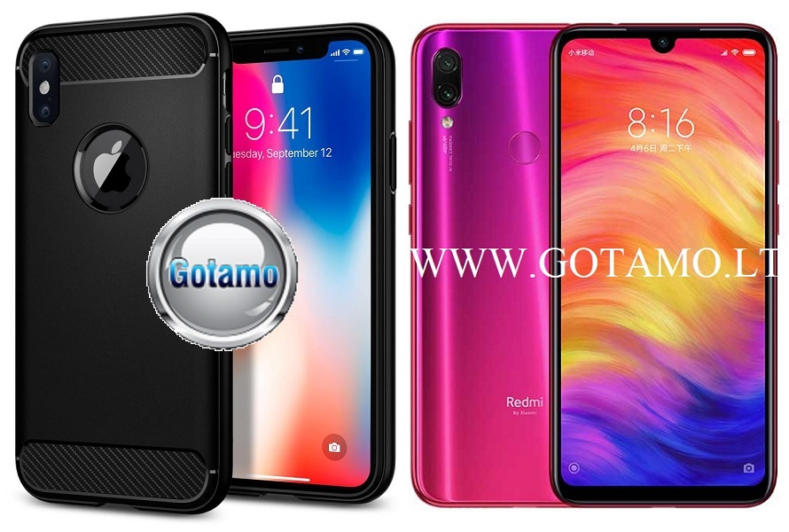 Siege dėklas nugarėlė Xiaomi Redmi Note 7, Xiaomi Redmi Note 7 Pro mobiliesiems telefonams juodos spalvos