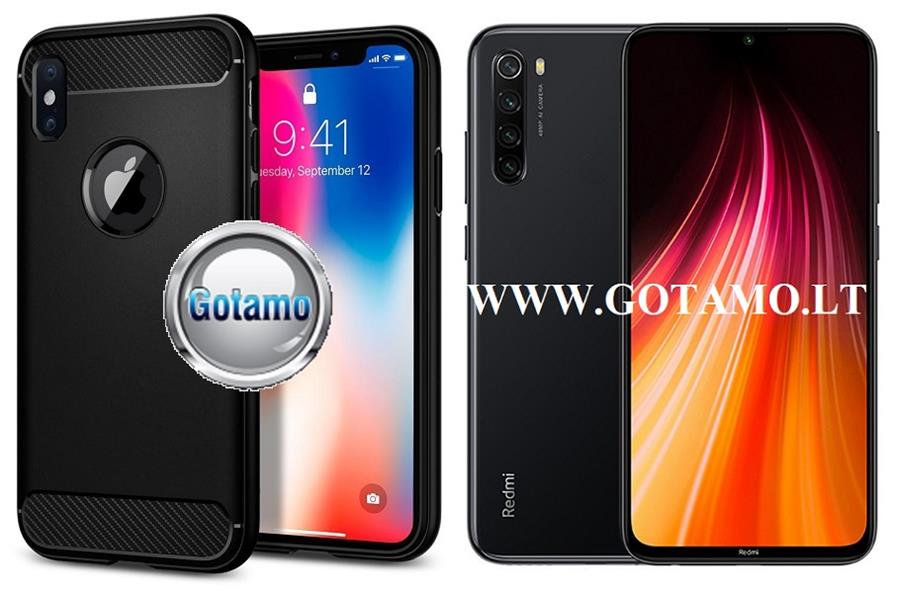 Siege dėklas nugarėlė Xiaomi Redmi Note 8T mobiliesiems telefonams juodos spalvos