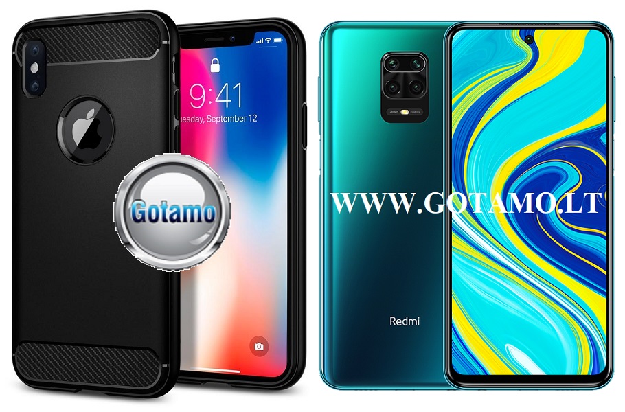 Siege dėklas nugarėlė Xiaomi Redmi Note 9S, Xiaomi Redmi Note 9 Pro mobiliesiems telefonams juodos spalvos