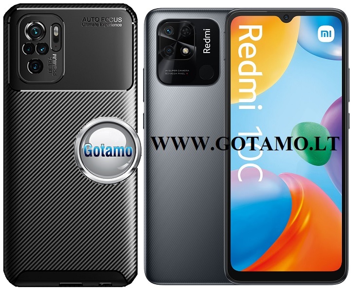 Siege2 dėklas nugarėlė Xiaomi Redmi 10C, Xiaomi Poco C40 mobiliesiems telefonams juodos spalvos