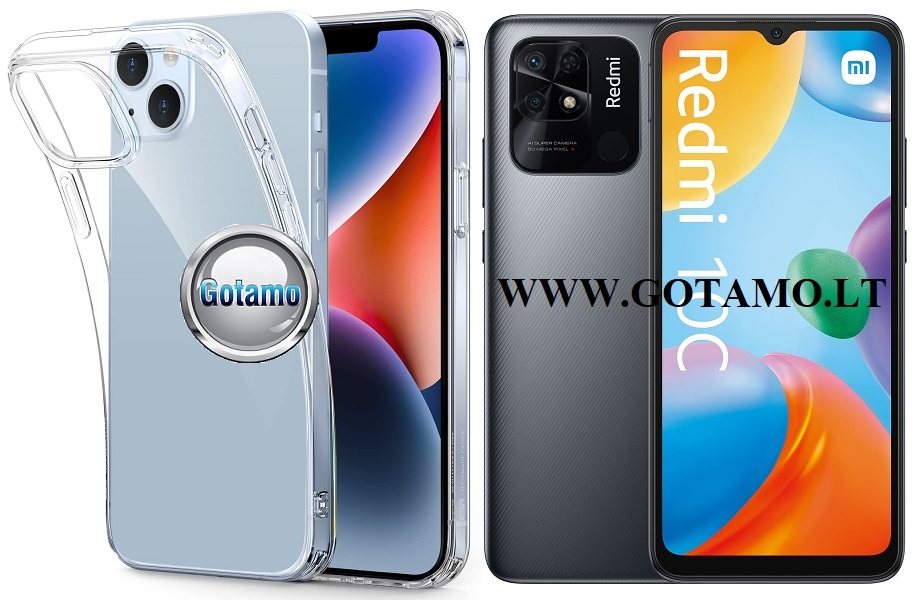 Skin silikoninis dėklas 1MM storio Xiaomi Redmi 10C, Xiaomi Poco C40 telefonams