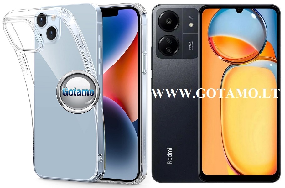 Skin silikoninis dėklas 1MM storio Xiaomi Redmi 13C, Xiaomi Poco C65 telefonams