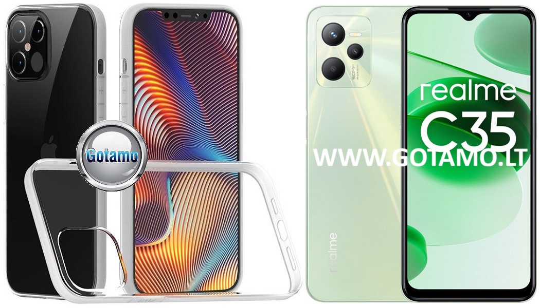 Skin silikoninis dėklas 2MM storio Realme C35 telefonui 1 Skin silikoninis dėklas Realme C35