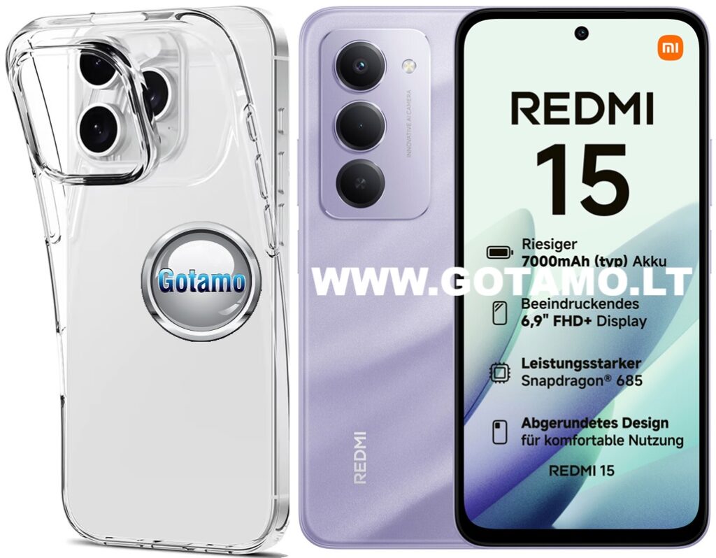 Skin silikoninis dėklas 2MM storio Xiaomi Redmi 15 4G telefonui