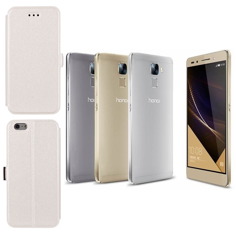 Slim Diary dėklas Huawei Honor 7 mobiliesiems telefonams baltos spalvos