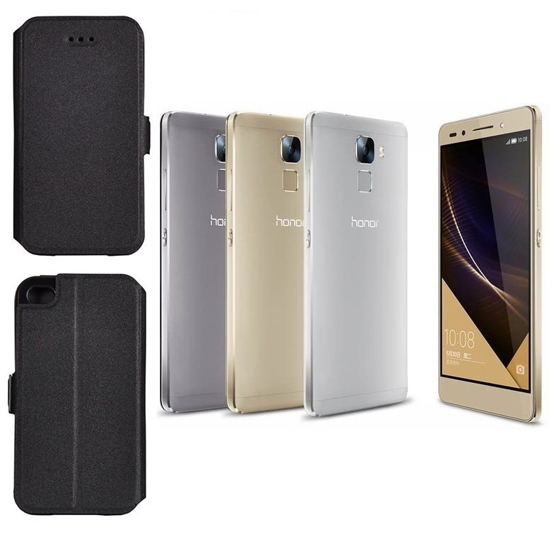 Slim Diary dėklas Huawei Honor 7 mobiliesiems telefonams juodos spalvos