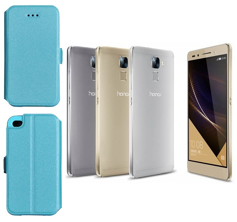 Slim Diary dėklas Huawei Honor 7 mobiliesiems telefonams žydros spalvos