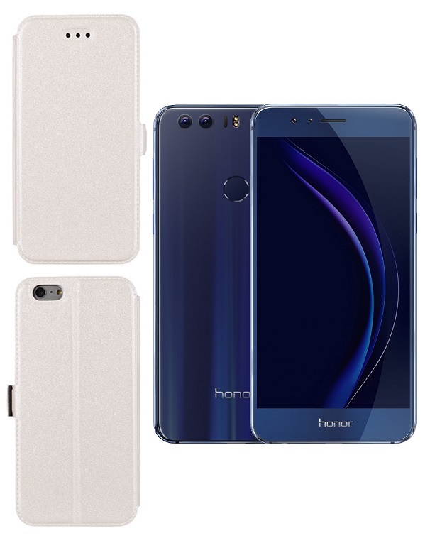 Slim Diary dėklas Huawei Honor 8 mobiliesiems telefonams baltos spalvos