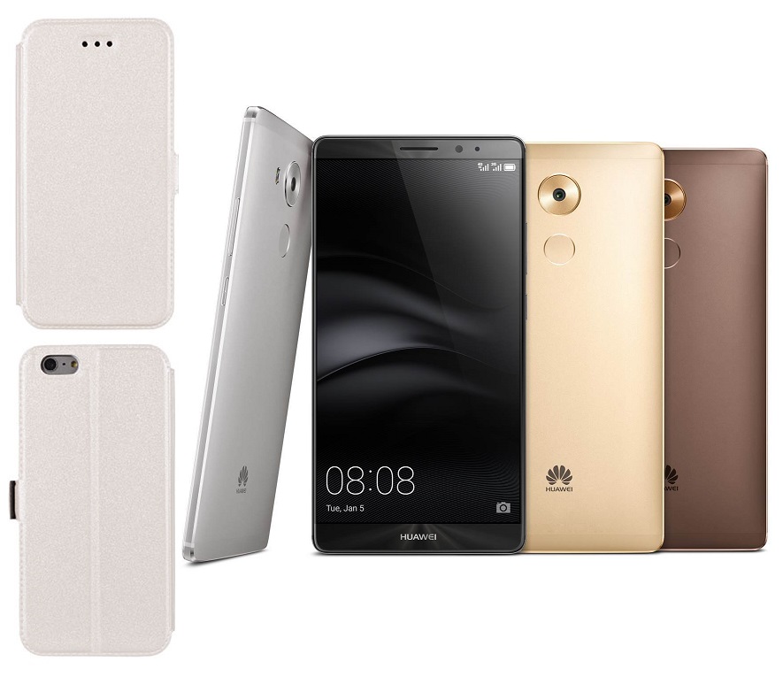 Slim Diary dėklas Huawei Mate 8 mobiliesiems telefonams baltos spalvos
