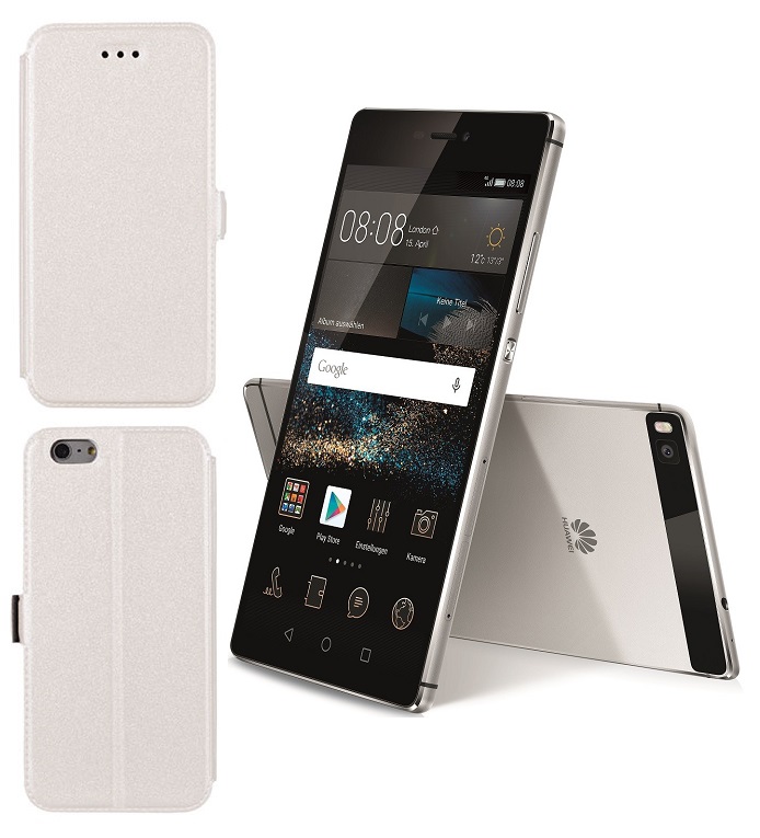 Slim Diary dėklas Huawei P8 mobiliesiems telefonams baltos spalvos