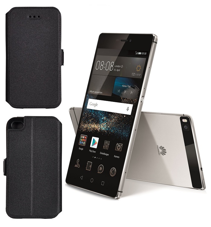 Slim Diary dėklas Huawei P8 mobiliesiems telefonams juodos spalvos