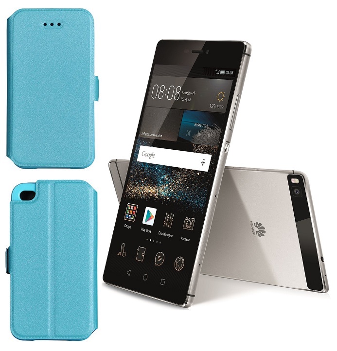 Slim Diary dėklas Huawei P8 mobiliesiems telefonams žydros spalvos