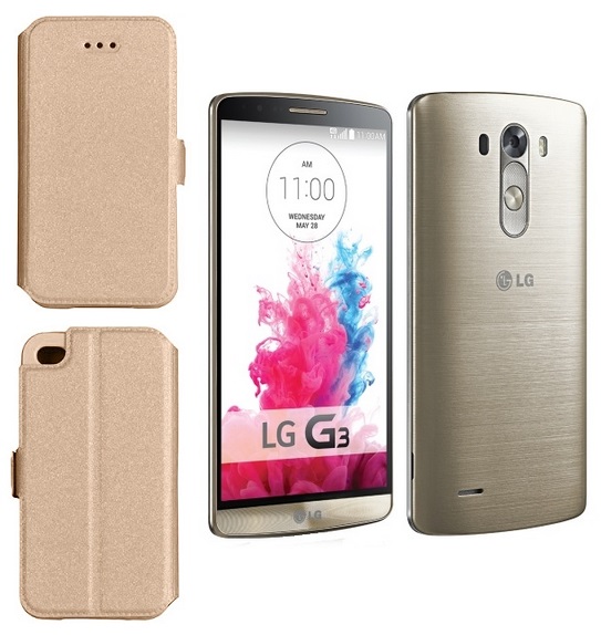 Slim Diary dėklas LG G3 aukso telefonui