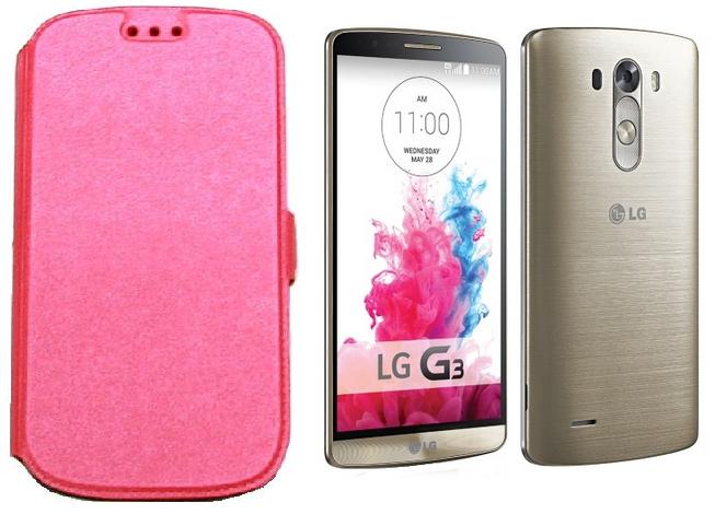 Slim Diary dėklas LG G3 rožinės telefonui