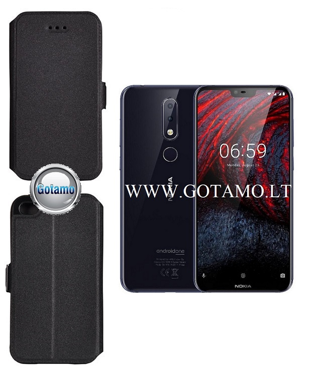 Slim Diary dėklas Nokia 6.1 Plus juoda
