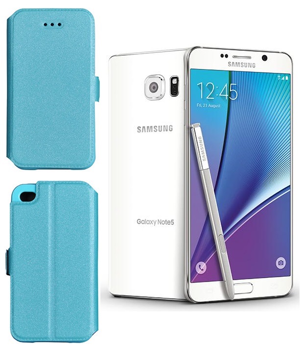 Slim Diary dėklas Samsung Galaxy Note 5 žydros spalvos