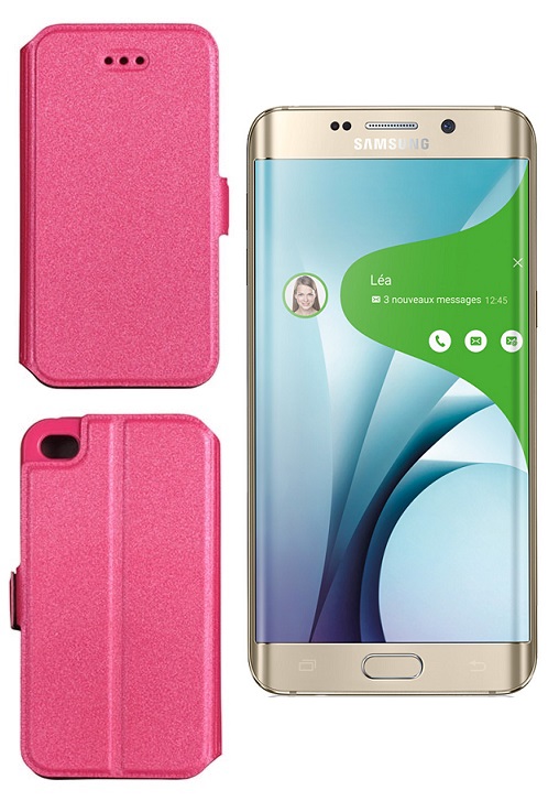 Slim Diary dėklas Samsung Galaxy S6 edge+ rožinės spalvos