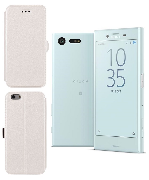 Slim Diary dėklas Sony Xperia X Compact baltos spalvos
