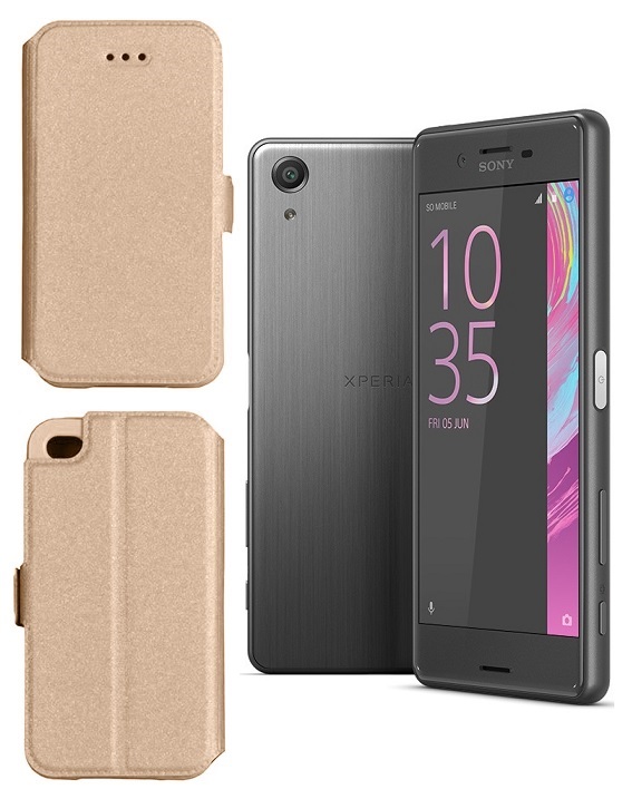 Slim Diary dėklas Sony Xperia X Performance auksinės spalvos