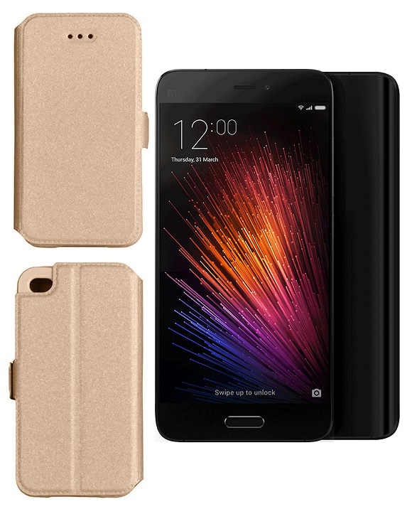 Slim Diary dėklas Xiaomi Mi 5 mobiliesiems telefonams aukso spalvos