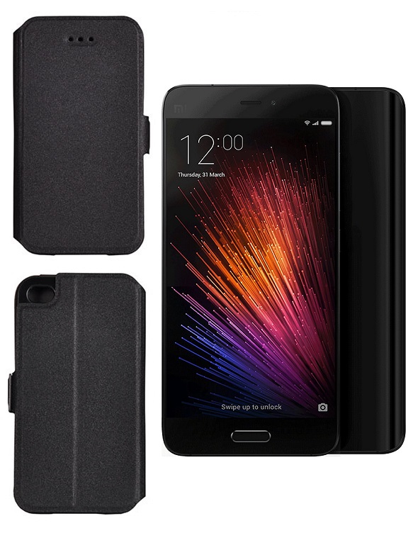 Slim Diary dėklas Xiaomi Mi 5 mobiliesiems telefonams juodos spalvos
