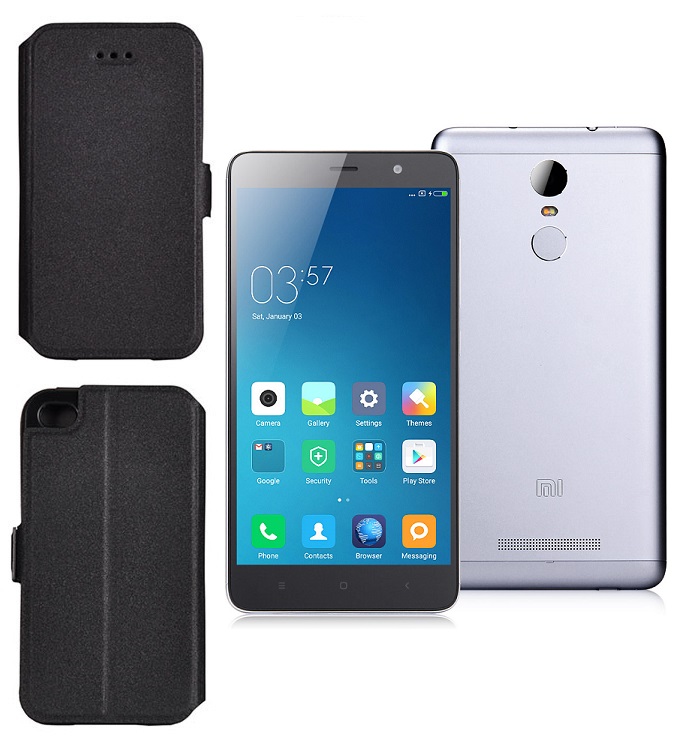 Slim Diary dėklas Xiaomi Redmi Note 3 mobiliesiems telefonams juodos spalvos