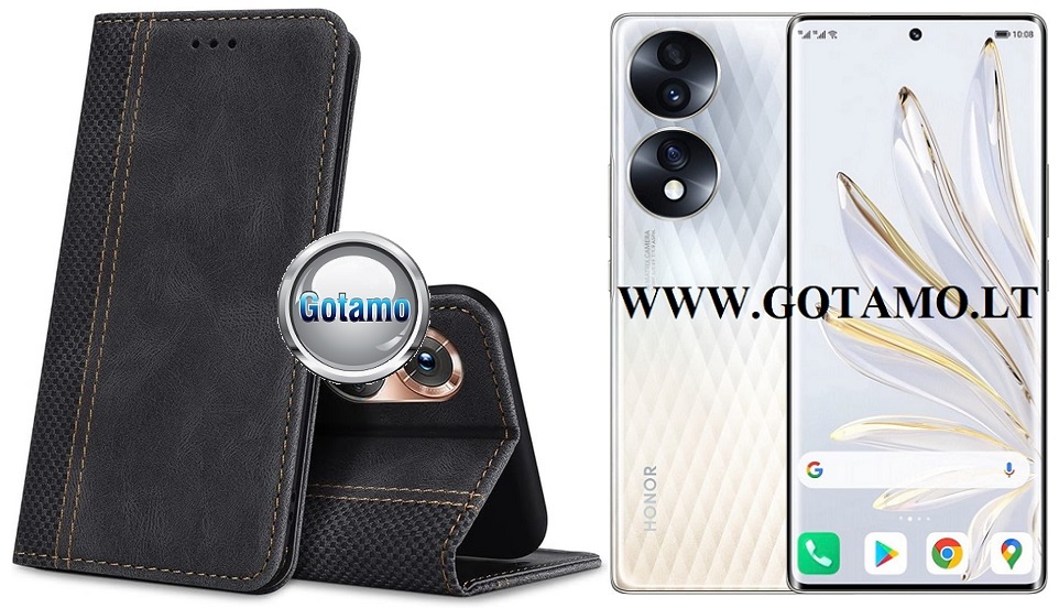 Tailed magnetinis dėklas Honor 70 telefonui juodos spalvos