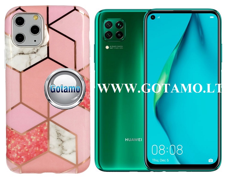 Tiles dėklas nugarėlė Huawei P40 Lite telefonams rožinės spalvos