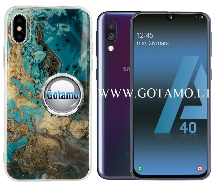 Tiles dėklas Samsung Galaxy A40 mėlynos spalvos
