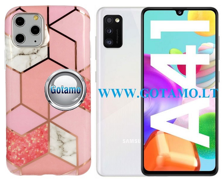 Tiles dėklas Samsung Galaxy A41 rožinės spalvos