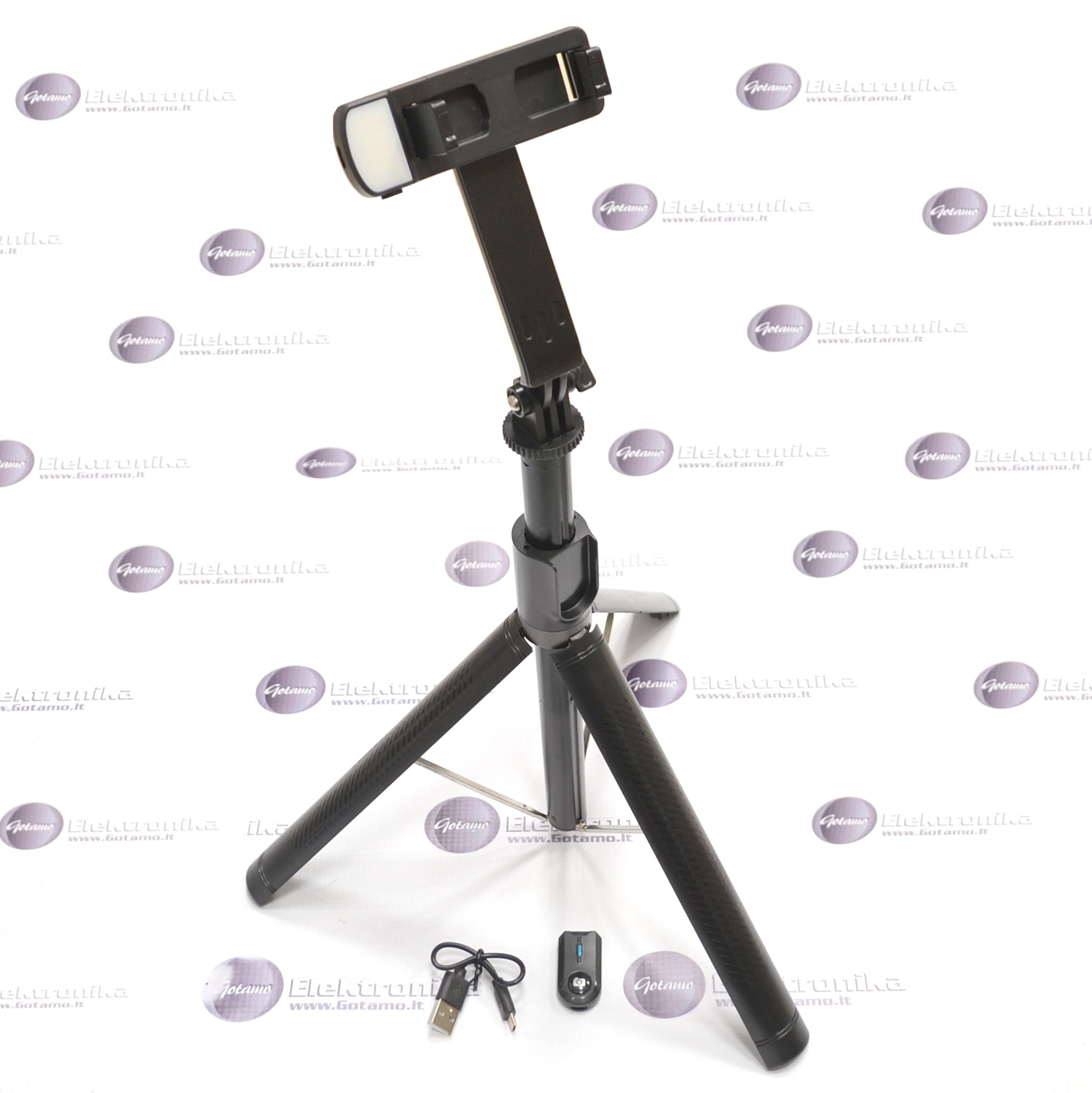 Trikojis stovas asmenukių (selfie) lazda su apšvietimu Aluminium 177CM 1 LED 5 Asmenukių lazda Aluminium 177CM telefonui