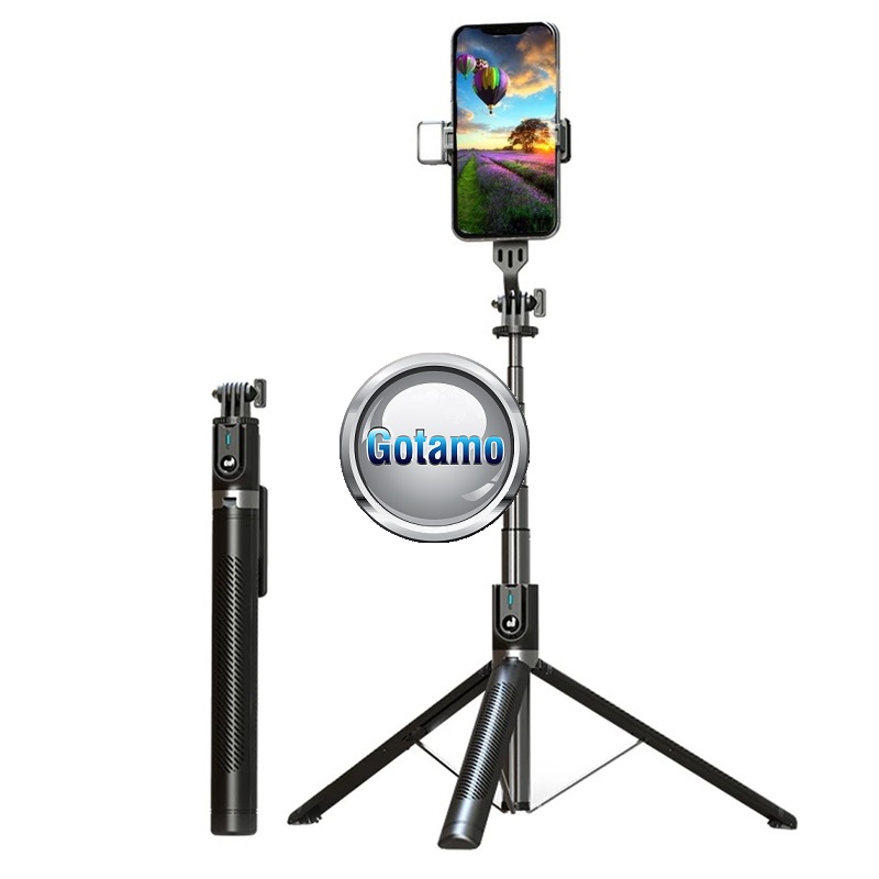 Trikojis stovas asmenukių (selfie) lazda su apšvietimu Aluminium 177CM 1 LED 8 Asmenukių lazda Aluminium 177CM telefonui