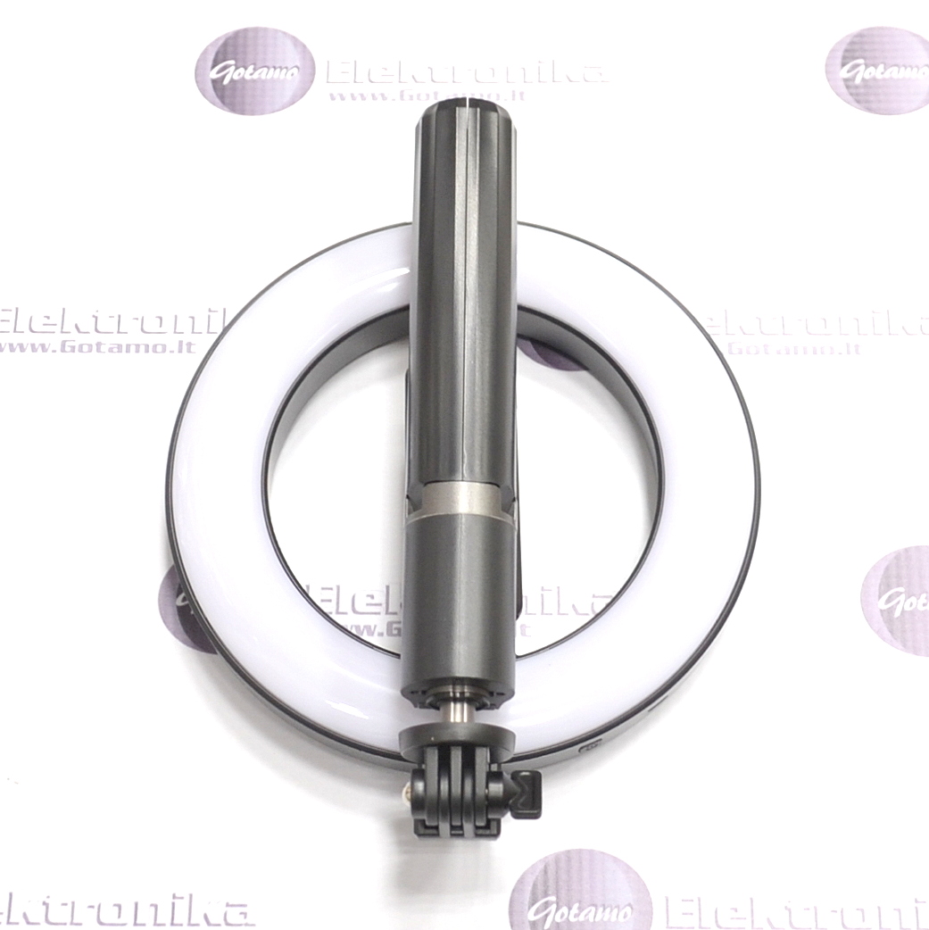 Trikojis stovas asmenukių (selfie) lazda su apšvietimu Ring Light 6 Asmenukių lazda Ring Light telefonui