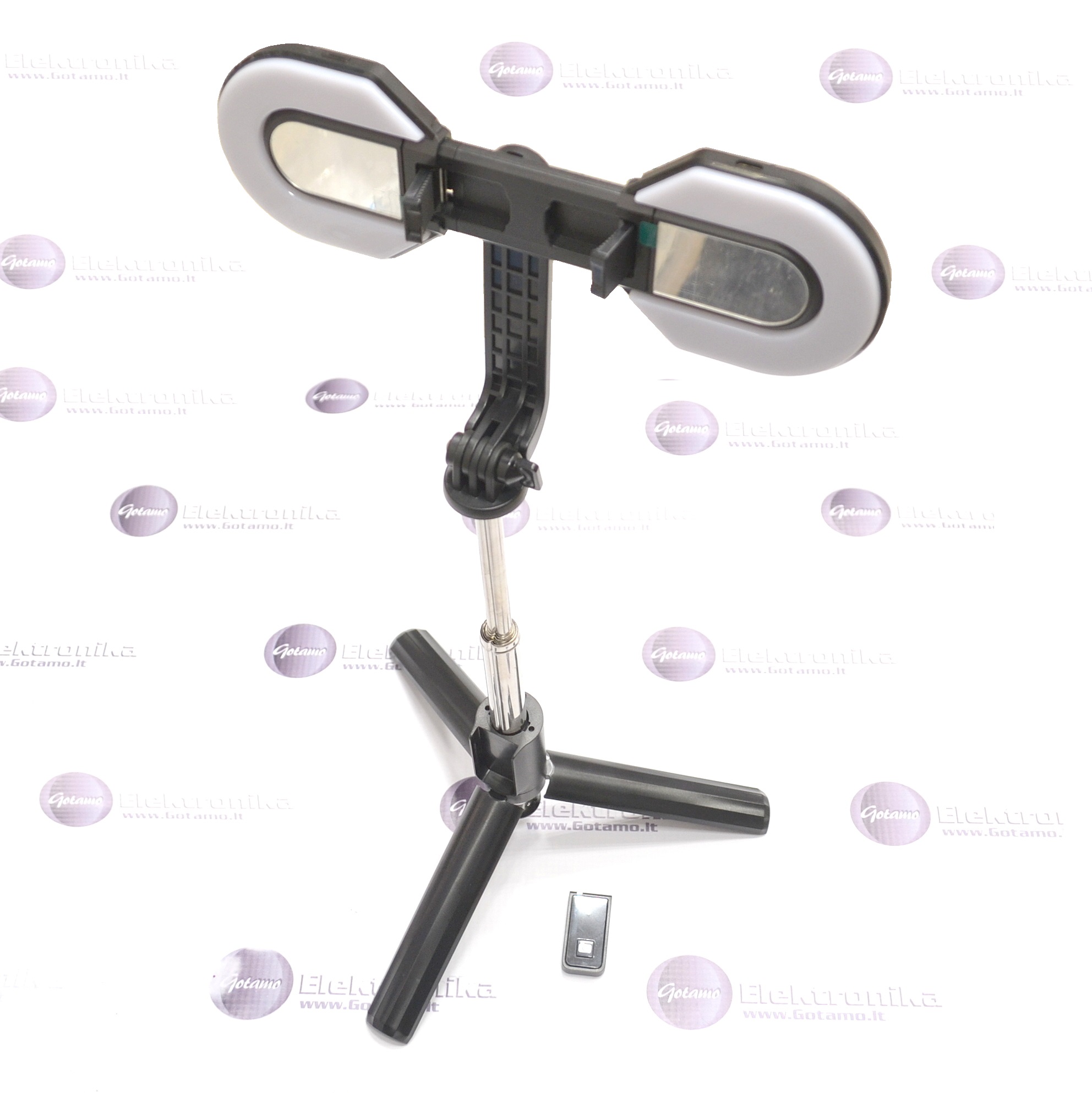 Trikojis stovas asmenukių (selfie) lazda su apšvietimu Stand Plus 2 LED 3 Asmenukių lazda Stand Plus telefonui