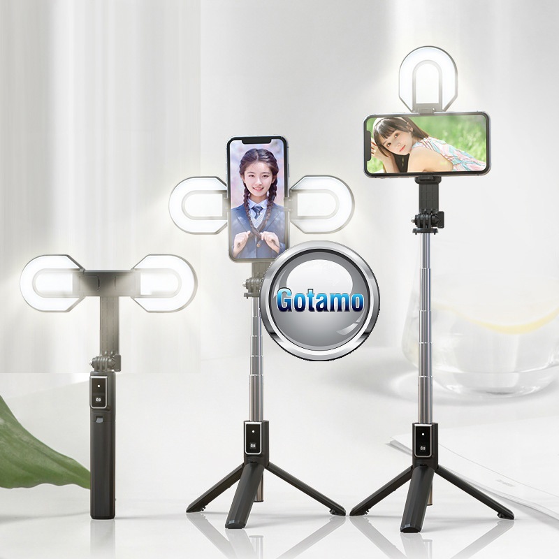Trikojis stovas asmenukių (selfie) lazda su apšvietimu Stand Plus 2 LED 5 Asmenukių lazda Stand Plus telefonui
