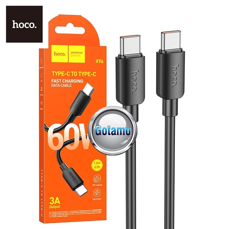 Type-C į Type-C laidas 1 metras 60W Hoco juodos spalvos