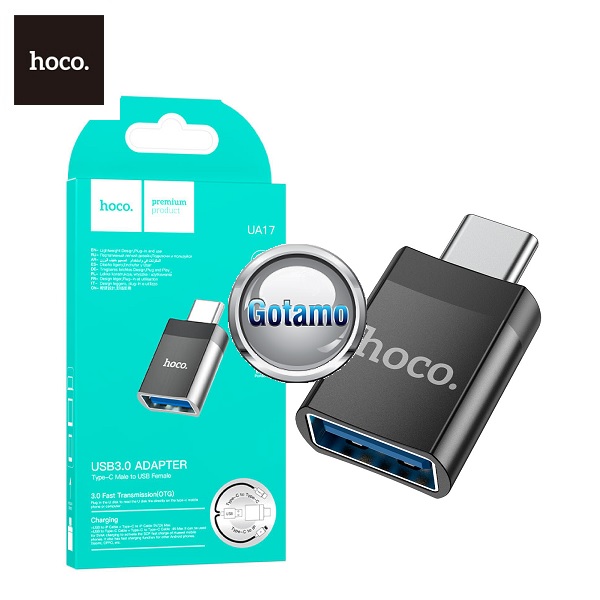 Type-C į USB 3.0 lizdą jungtis OTG Hoco juodos spalvos