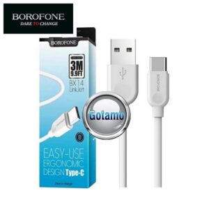 Borofone ilgas USB-C laidas baltos spalvos