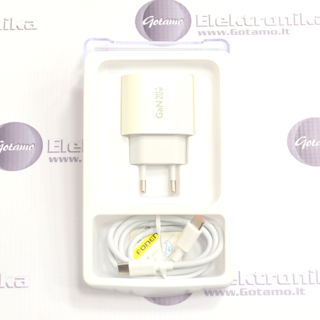 Type-C tinklo kroviklis 20W GaN ir Type-C į Type-C laidas Foneng 2 Type-C tinklo kroviklis