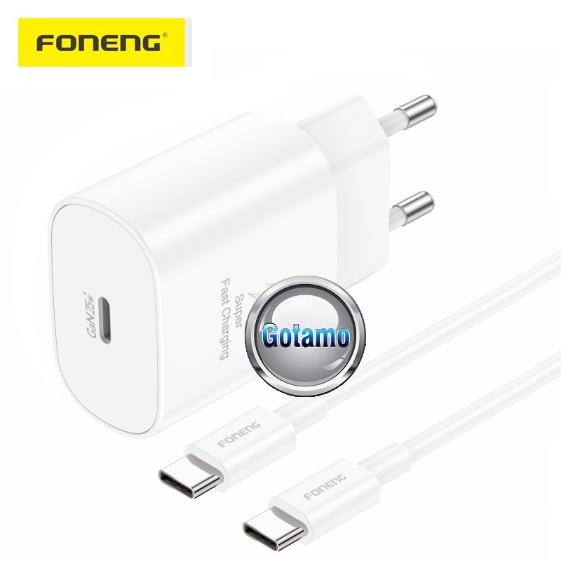 Type-C tinklo kroviklis 25W GaN ir Type-C į Type-C laidas Foneng 4 Type-C tinklo kroviklis 25W GaN