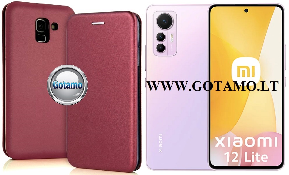 V-Slim magnetinis dėklas Xiaomi 12 Lite telefonui tamsiai raudonos (bordo) spalvos
