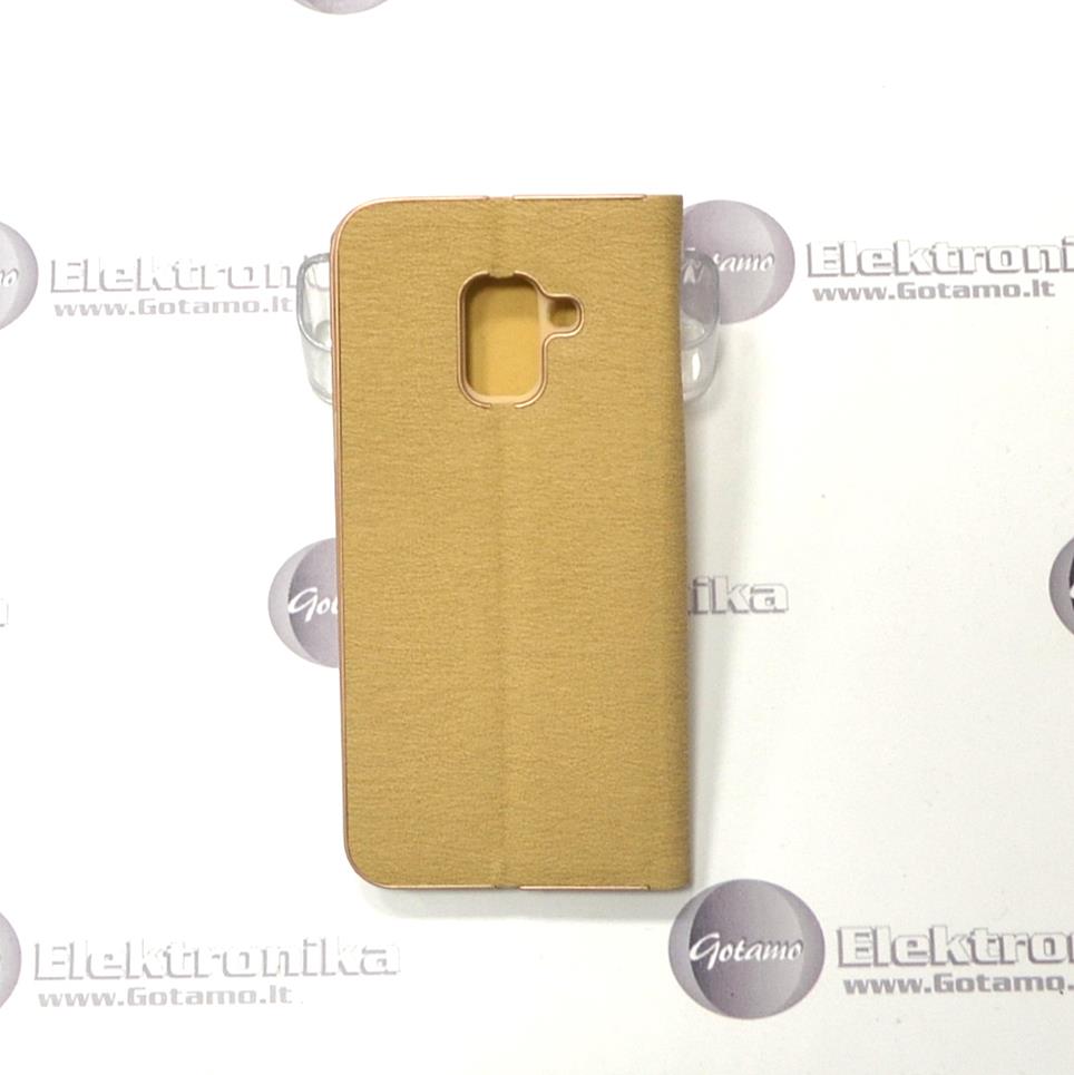 Vennus Diary magnetinis dėklas Samsung Galaxy A8+ (2018) telefonams aukso spalvos 3 Vennus Diary magnetinis dėklas Samsung Galaxy A8+ (2018) – nuotrauka 3
