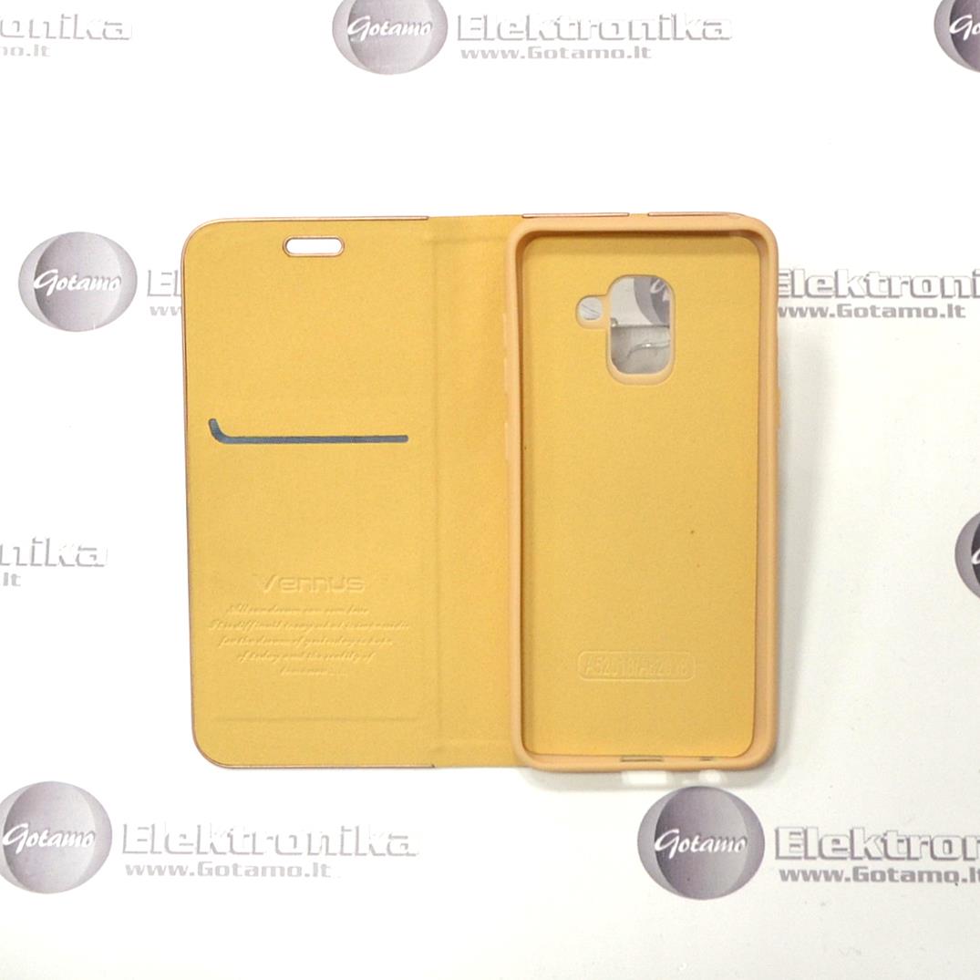 Vennus Diary magnetinis dėklas Samsung Galaxy A8+ (2018) telefonams aukso spalvos 4 Vennus Diary magnetinis dėklas Samsung Galaxy A8+ (2018) – nuotrauka 4