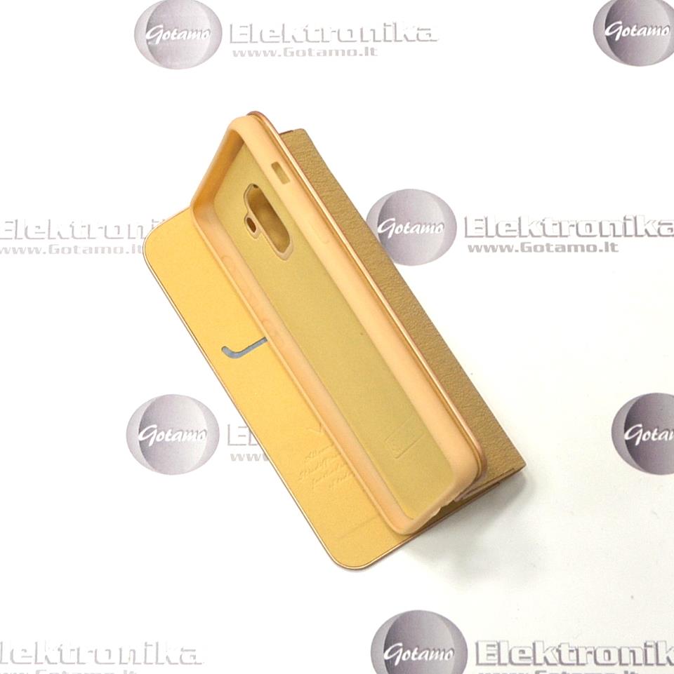 Vennus Diary magnetinis dėklas Samsung Galaxy A8+ (2018) telefonams aukso spalvos 5 Vennus Diary magnetinis dėklas Samsung Galaxy A8+ (2018) – nuotrauka 5