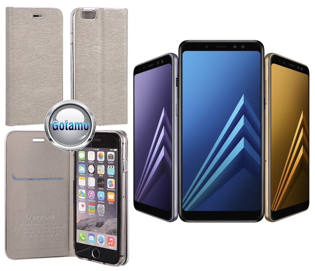Vennus Diary magnetinis dėklas Samsung Galaxy A8+ (2018) sidabro spalvos